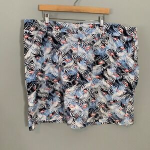 NEW CJ Banks Women's Flamingo Palm Leaf Print Skort Size 24W Navy Blue